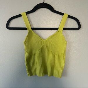 Y2K Lime Green Ribbed Knit Women's Top